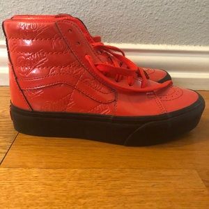 Vans x David Bowie Red Vinyl Hi-top Sneakers